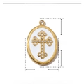 Detailed size parameters of gold cross pendant with enamel and pearl details - YE732-4-Gold White Pearl Cross