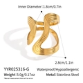 Detailed view of gold wavy stainless steel ring with dimensions and material specs - Gold Wave Style (YYR025316-G)