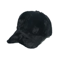 Gorra de béisbol de invierno en piel de conejo sintética negra con textura suave - Negro