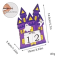 Dettaglio dello spessore di 0,4 cm del calendario di Halloween in legno con castello - XT512B-Castello Viola