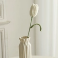 Handmade crochet white tulip flower in elegant white ceramic vase for home decoration - Closed Tulip (Single) / White