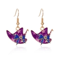 Halloween witch hat earrings with purple enamel, skull patterns and gold hooks - 20.Witch Hat with Bow Earrings