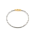 Sleek silver-tone snake bone chain bracelet with contrasting 18k gold cylinder clasp - Silver Gold Buckle