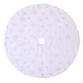 Jupe de sapin de Noël en peluche blanche avec sequins argentés et motif flocon de neige - 38cm / Flocon de neige argenté brodé