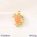 Golden crab charm with orange-pink gemstone, 13x9mm stainless steel ocean pendant - Orange Crab (KLJ10789-ZLA)