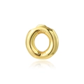 Close-up of golden round earring with irregular inner texture and 18K gold plated finish - Letter O (Pendant)