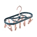 12-clip windproof drying rack for socks and underwear in green and orange finish - Pink + Blue