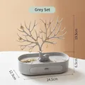 Gray deer antler jewelry tree organizer with drawer base for earrings and necklaces - Solid Color Set / Gray