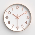 Modern 12 inch round wall clock with rose gold metal frame and white dial face - White Dial Rose Gold Digits