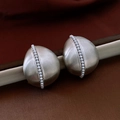 Leaf-shaped brushed silver earrings featuring vertical pearl inlay for women - Brushed Oval Drop Pearl (22# Silver Pin-Silver Oval Pearl)