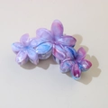 Elegant purple and blue marble pattern flower hair claw clip in a glossy finish - #18abs Dark Purple - Three Flowers / Bulk (No Packaging)