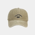 Vintage gewassen kaki honkbalpet met zwart California 1987 borduursel erop - Khaki