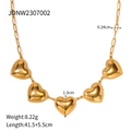 Collar de acero inoxidable dorado con colgantes de corazón y bordes perlados en cadena de eslabones - Dorado (JDNW2307002)