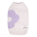 Pull en tricot rose pour animaux avec fleur violette et étiquette Always Together - M / Blanc Cassé