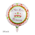 18 inch pink round foil balloon featuring A New Little Princess crown design for baby showers - 18 Inch Baptism Pink Crown