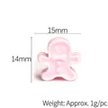 Ciondolo omino di pan di zenzero rosa in resina per miniature DIY, 15x14mm - Rosa