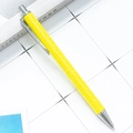 Yellow glitter ballpoint pen with silver accents on a white grid background - Fluorescent Yellow (Silver Parts)
