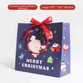 Large blue Christmas gift bag with Santa and reindeer print, 27x30x12cm with red ribbon - Ribbon Style - Blue (large) *see Details