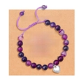 Handmade purple natural stone beaded bracelet with silver heart charm for sisters - Purple Agate + TO MY SISTER Card