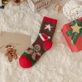 Chaussettes de Noël en polaire corail rayées avec bonhomme en pain d'épices - Pentagramme