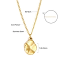 Gold plated stainless steel necklace with textured geometric pendant and dimensions - Irregular Textured Geometric Gold (NE297601G)