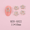 Detailed view of gold 3D star nail charm with crystals and 11x10mm size markings - Gold Hollow Star (AD22)