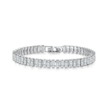Silbernes Tennisarmband mit rechteckigen Zirkonia im Smaragdschliff und Schnappverschluss - 17cm / Silber + Weißer Zirkonia