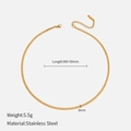 Flat lay detail showing 3mm gold Cuban chain length and stainless steel specs - 3mm-38+5cm / Gold