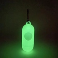 Luminous capsule dog waste bag dispenser in glow-in-the-dark green with metal hook - Luminous Dispenser