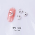 Silver crescent moon nail art charm with rhinestones and 7x8.5mm size detail - Silver Hollow White Zircon Moon (8256)