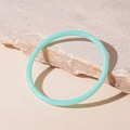 Detail shot of a translucent mint green acrylic bangle with cloudy texture on stone base - Blue Thin Style (16#)