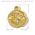 Golden stainless steel evil eye pendant with rhinestones measuring 12mm by 10mm - YE459-Evil Eye