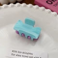 Pinza per capelli bicolore dai colori pastello con effetto marmo blu e denti viola - 4cm / Blu e Viola