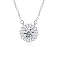 925 silver sunflower pendant necklace with 6.5mm moissanite stone on white background - 925 Silver / Moissanite Style (FDDZ-099)