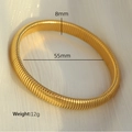 8mm gold vintage snake bone textured titanium steel cuff bracelet with 55mm inner diameter - 8mm Wide (55mm Diameter) / Gold