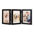 Marco de fotos triple plegable de madera negra con bisagras metálicas y diseño minimalista - 6 Pulgadas Triple Con Bisagras / Negro