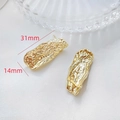 Detailed view of 14k gold plated irregular heart square earrings with 31mm size markings - 4# Long Irregular - 1 Pair