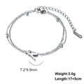 Silver double-layer stainless steel bracelet with capital letter Y pendant and small beads - Letter-Y / Silver
