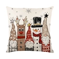 Christmas linen pillowcase featuring cartoon gnomes and reindeer on beige fabric - TQYM60-32 Gnomes & Friends