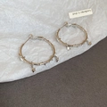 Detail view of silver punk hoop earrings with metallic stars and rivet spikes décor - 48# Silver (925 Sterling Silver Earring Post)