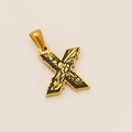 18k vergoldete Edelstahlkette mit Initialen-X-Anhänger und schwarzer Emaille-Einlage - Buchstabe X Anhänger
