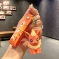 Cute Flareon cartoon keychain featuring orange PVC figurine and matching wrist strap - B316-4 Orange / Large