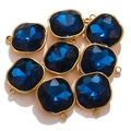 Pendentifs carrés en cristal bleu foncé avec cadres dorés en acier pour bijoux DIY - Style A Bleu Encre