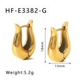 Macro view of gold irregular geometric hoop earrings with precise 18mm height measurement - 18K Gold / Gold (HF-E3382-G)