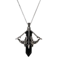 Détail macro du pendentif flèche rétro avec cristal noir et finition argent vieilli - Noir (Agate)