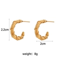 Vintage 18K gold plated titanium steel hollow C-shape double layer earrings 22mm x 20mm - Wrapped Wire C-Shape Hoop Earrings - Gold