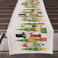 Christmas snowman table runner with festive watercolor print on linen fabric - 33*183cm / ZQ04-12 (White Snowman Xmas Tree)