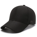 Black breathable cotton baseball cap with curved brim and embossed branding details - Black