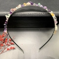 Handmade silver headband with colorful amethyst, rose quartz and fluorite crystals - Fluorite + Silver Band