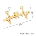 Gold heart rhythm with molar tooth pendant for jewelry making, 26mm x 14mm size - Gold EKG Heart Tooth